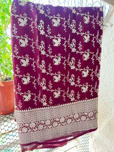 Classic Original Maroon Banarasi Silk Saree
