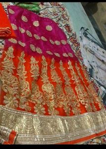 Vibrant Orange and Pink Lehnga Set