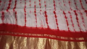 Red White Bangali Type Saree  , Good Quality , Goo