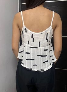 White &amp; Black Crop Top