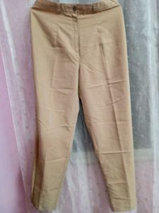 Beige High-Waisted Trousers
