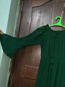 Green Dress With Bell Sleeves