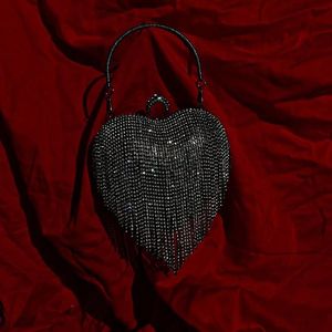 Heart Shape Tessel Rhinestone Clutch