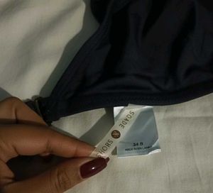 Patterned Black Bikini Top 34B