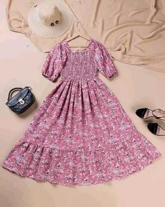 Pink Floral Midi Dress