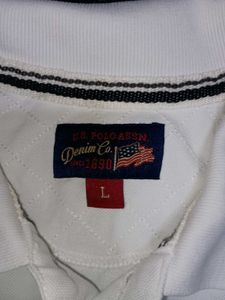 USPA Denim Co. White Polo Shirt