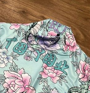 Y2k Print Long Sleeve Crop Top