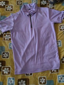 Lavender Zipper Polo T-Shirt