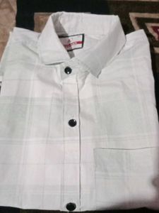 White Plaid Button-Down Shirt
