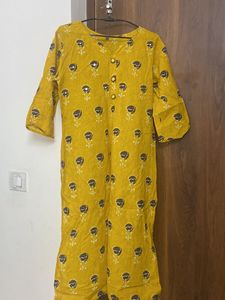 Beautiful Yellow Kurta With Mirror Work