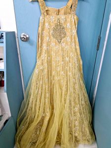 Golden Heavy Work Gown For Women.