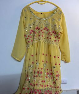 Yellow Embroidered Sharara Set