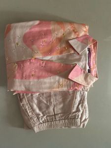 Peach Floral Print Kurta Set