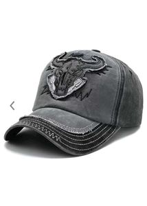 Bull Skull Distressed Baseball Cap