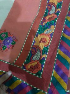Coral Supernet Heavy Border Saree