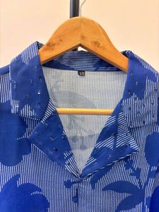 Blue Floral Print Cord Set
