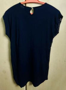 Navy Blue Patterned Top