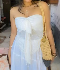 White Tube Top With Long Skirt