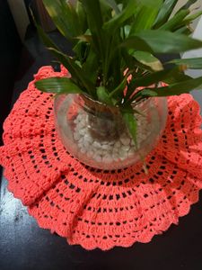 Handmade Crocheted Doily - Coral Table Decor