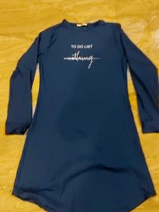 Navy Graphic Print Mini Dress