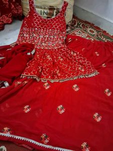 Beautiful New Peppum Pink Color Skirt Set