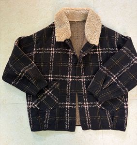 Plaid Jacket with Fur Collar ❤️( free 📦)