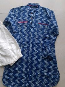 Pure Cotton Indigo kurta Set For Boys