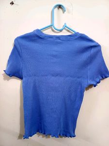 ZUDIO Blue Cotton Ribbed Top