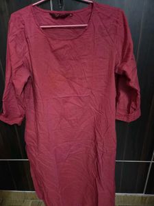 Rusr Dress with Blue Patterned Vest