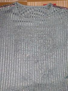 Light Blue Sequin Shoulder Top - Size M