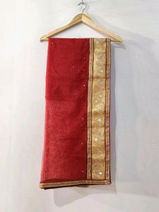 Women Red &amp; Beige Netted Lehenga Set | Bust 30 | U