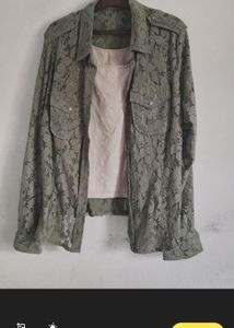 Olive green Beautiful crop Shirt and Under Inner