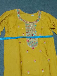 Embroidered Yellow Kurti
