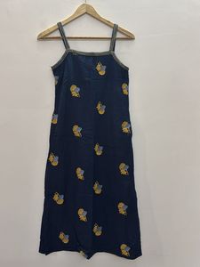 Embroidery work, navy blue dress