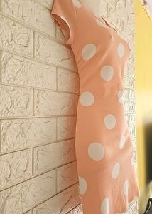 New Peach Polka Dot Dress