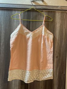 Pink Lace Trim Cami Top