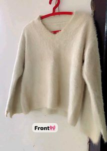 Off White Bell Sleeves Furry Sweater 🎀