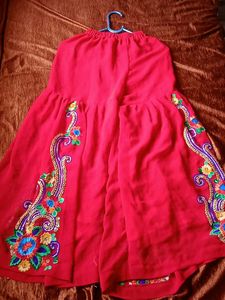 Girls Red Embroidered Dress