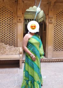 Green & Blue One Shoulder Dress