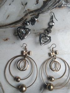 2 Set, Earring, Silver And Golden Colour