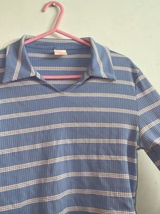 Cute Blue Full Sleeved Crop Top