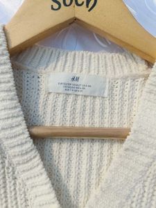 H&amp;M Cream Knit Cropped Cardigan