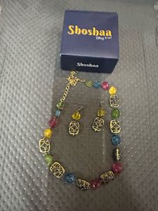Its A Multicoloured Mala Set With Earrings