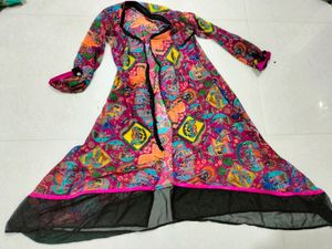 Designer Georgette Kurti, Transparent With Zipper Pattern, Bust 40 Waist 34 No Margin