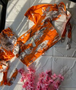 Floral orange crop top