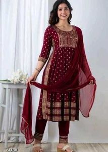 Maroon & Gold Embroidered Kurta Set