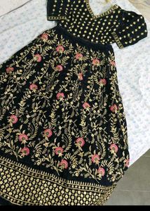 Elegant Black &amp; Pink Ethnic Gown