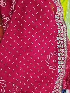 Maroon Bandhej Saree