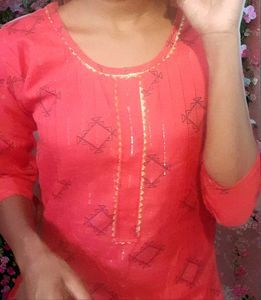 Peach diamond pattern kurta