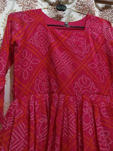 Pink Printed Anarkali  💕